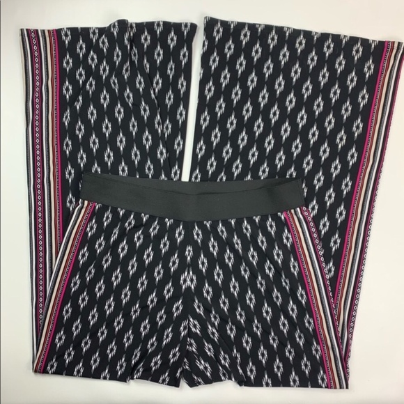 WHBM ikat Wide Leg Pants Geo tuxedo band in black multi sz xs - Picture 2 of 4